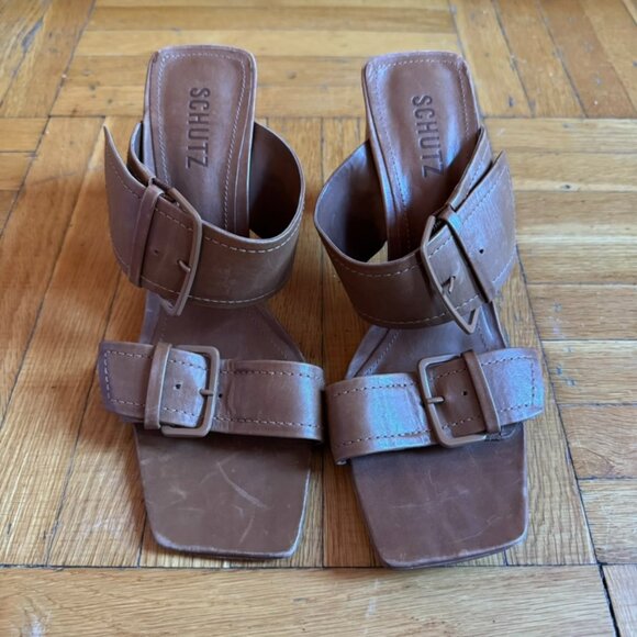 Schutz Amani Leather Brown Sandals (sz 9B) - Picture 1 of 9
